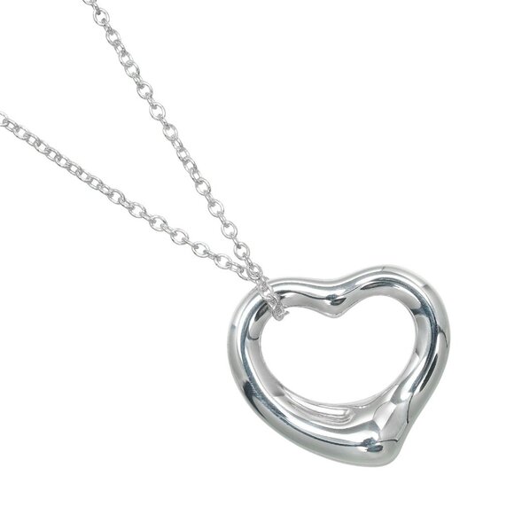 TIFFANY&Co. Open heart Necklace 0.6" model Silver925 3.3g Women - Picture 1 of 7